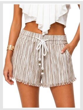 Free People striped fringe drawstring boho short. NWOT